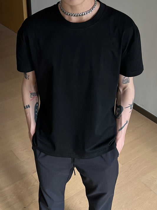 T-shirt uomo slim fit estiva, effetto ghiaccio e spalla dritta