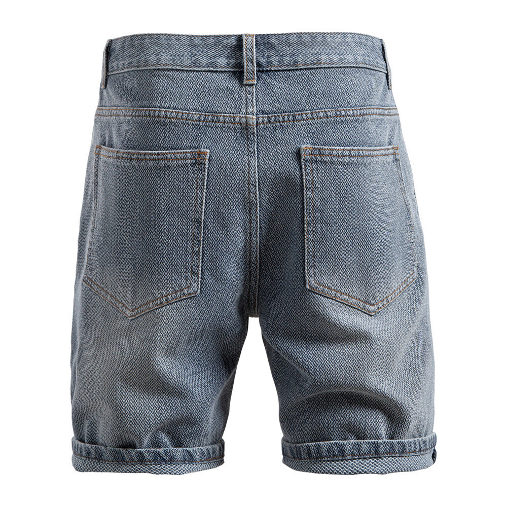 Shorts uomo in denim stampa stelle estate, taglio dritto alla moda