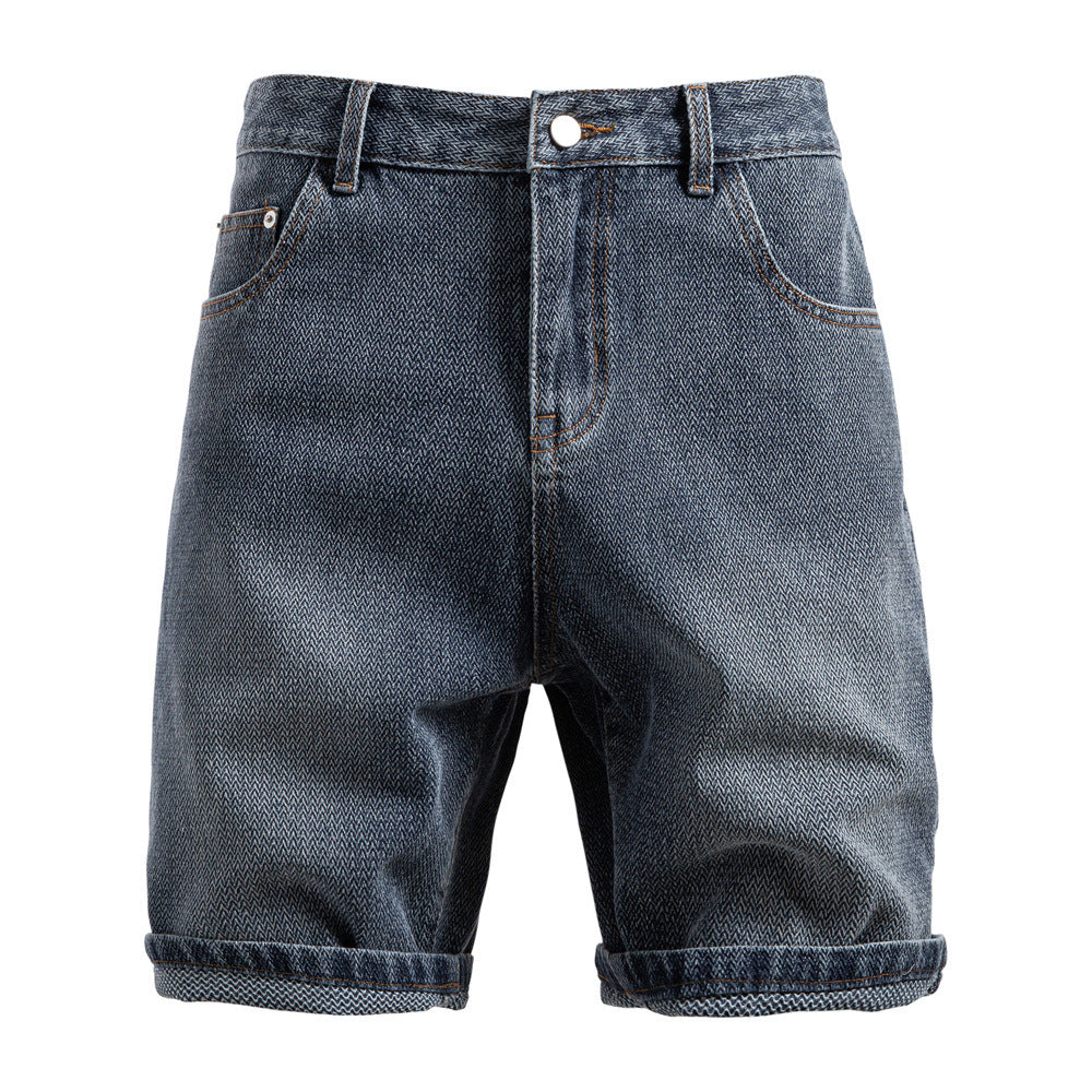 Shorts uomo in denim stampa stelle estate, taglio dritto alla moda
