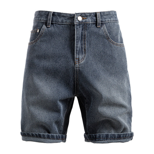 Shorts uomo in denim stampa stelle estate, taglio dritto alla moda