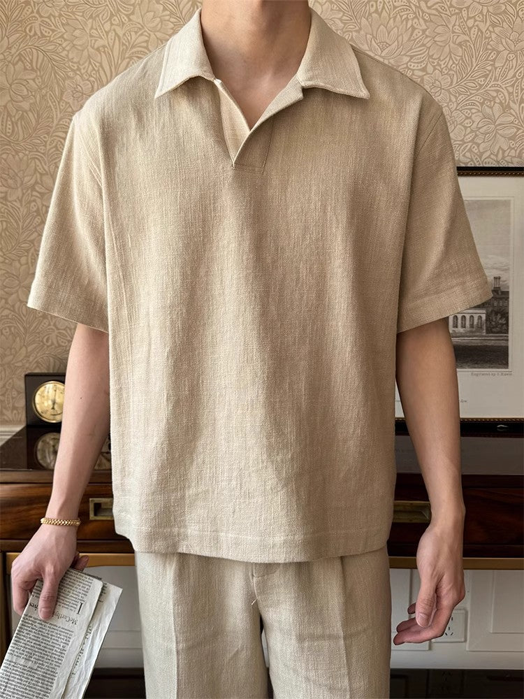 Maglia polo uomo traspirante in lino e cotone, elegante e raffinata