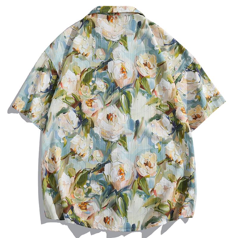 Camicia floreale uomo estiva leggera, ice silk traspirante e moderna
