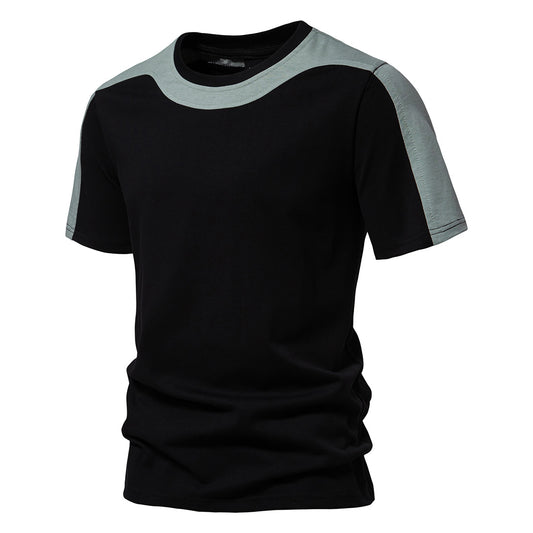 T-shirt estiva uomo giovane girocollo, cotone traspirante bicolore