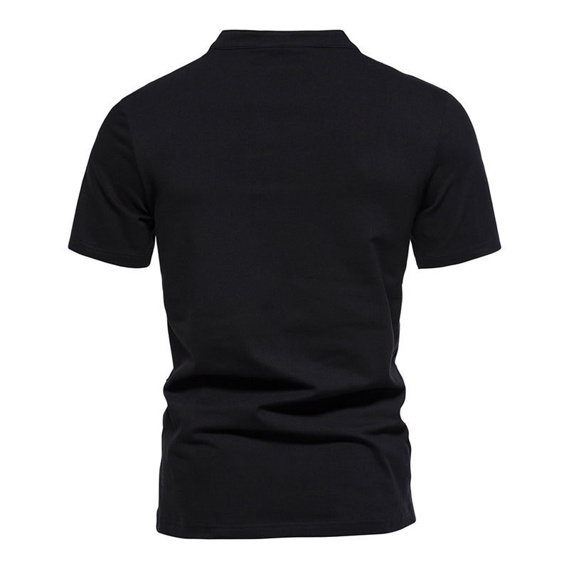 T-shirt uomo estiva slim V-collo in cotone elasticizzato tinta unita