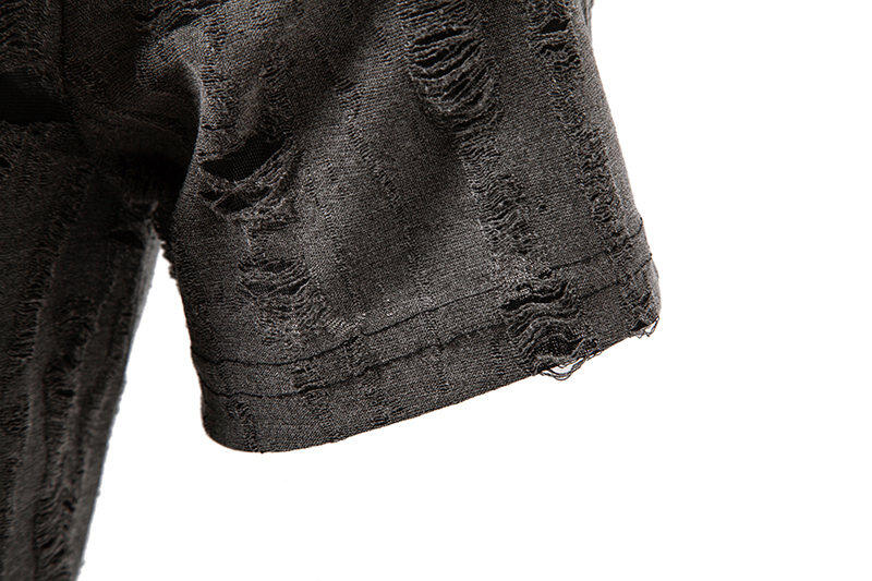T-shirt uomo estiva oversize strappata, stile urbano giovane e casual