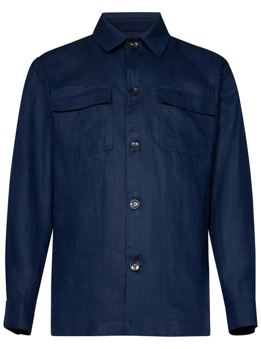 Camicia uomo blu navy elegante in cotone classico