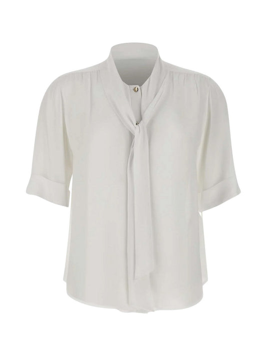 Camicia donna bianca classica in cotone o tessuto fluido
