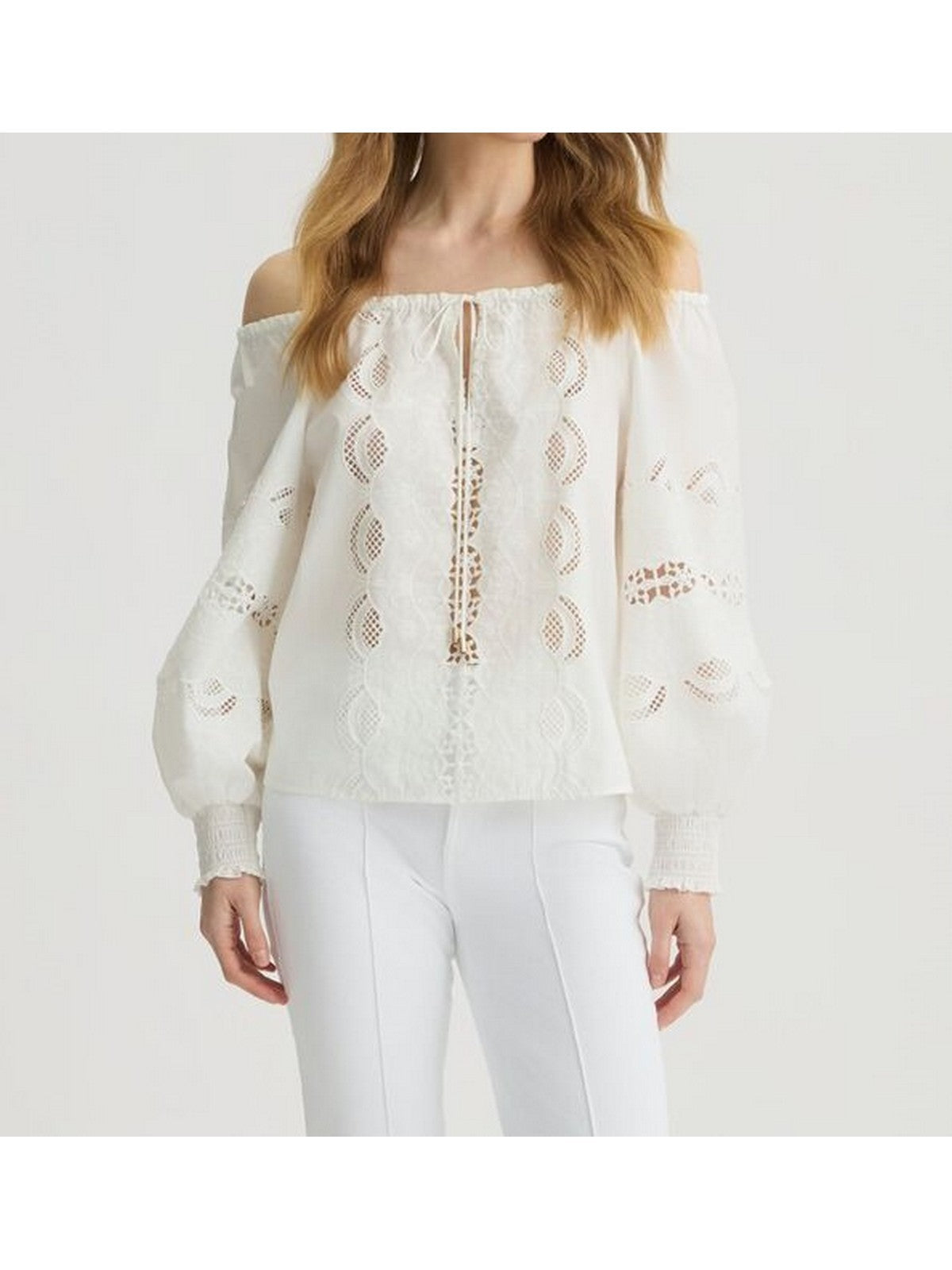 Camicia da donna bianca maniche lunghe stile raffinato