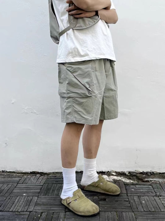 Shorts uomo cargo traspiranti, stile outdoor ampio e sportivo estivo
