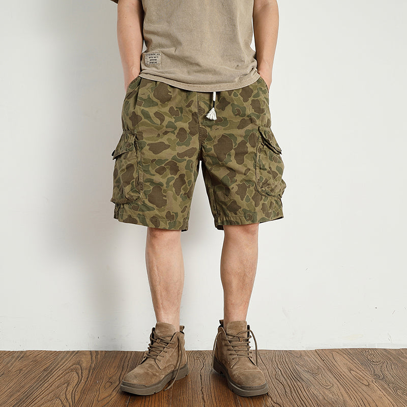 Bermuda uomo mimetici stile vintage cargo estivo largo e casual