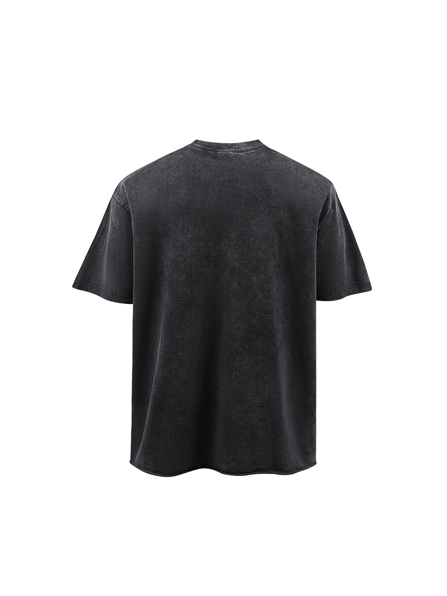 Maglietta uomo oversize pesante, look retrò liberty, stampa lavata