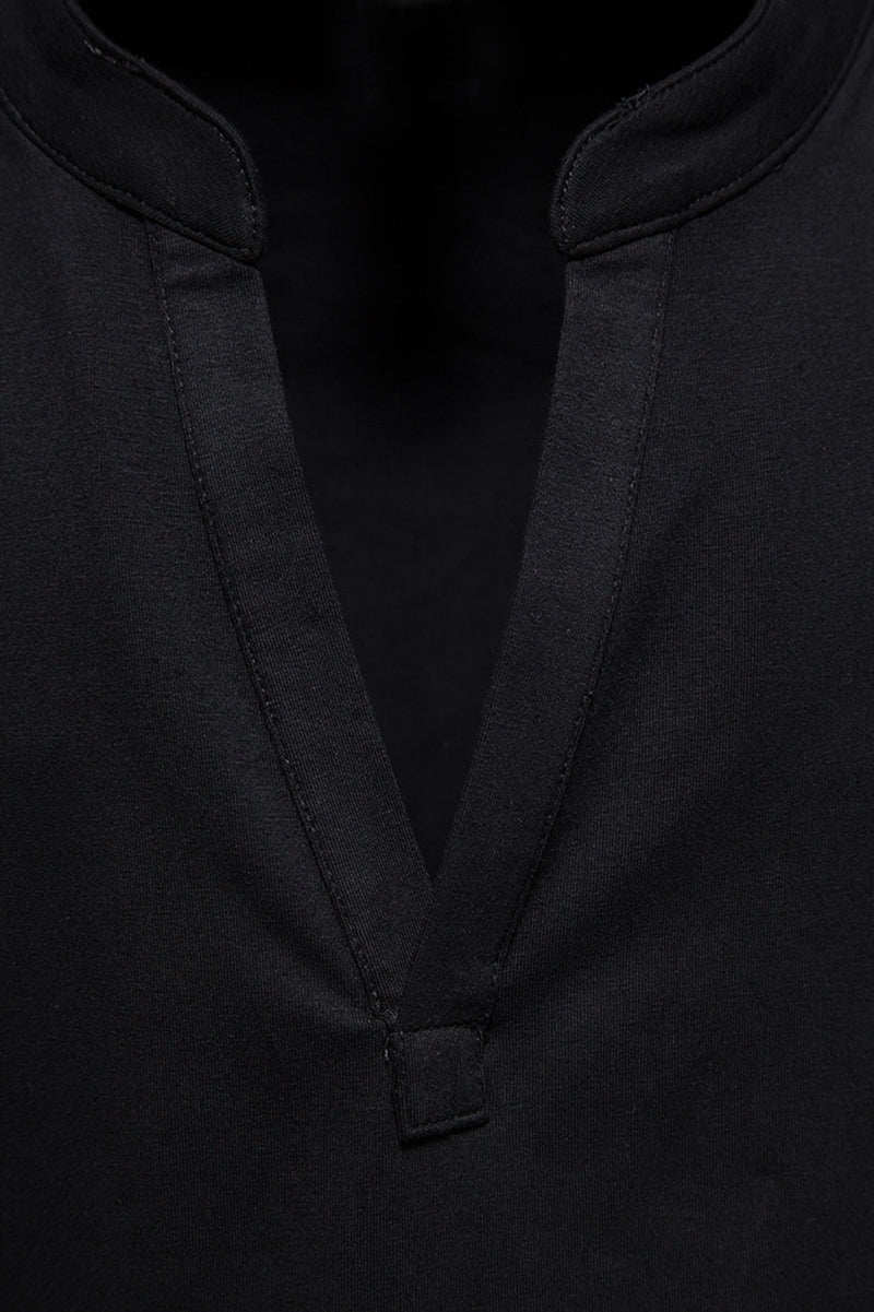 T-shirt uomo estiva slim V-collo in cotone elasticizzato tinta unita