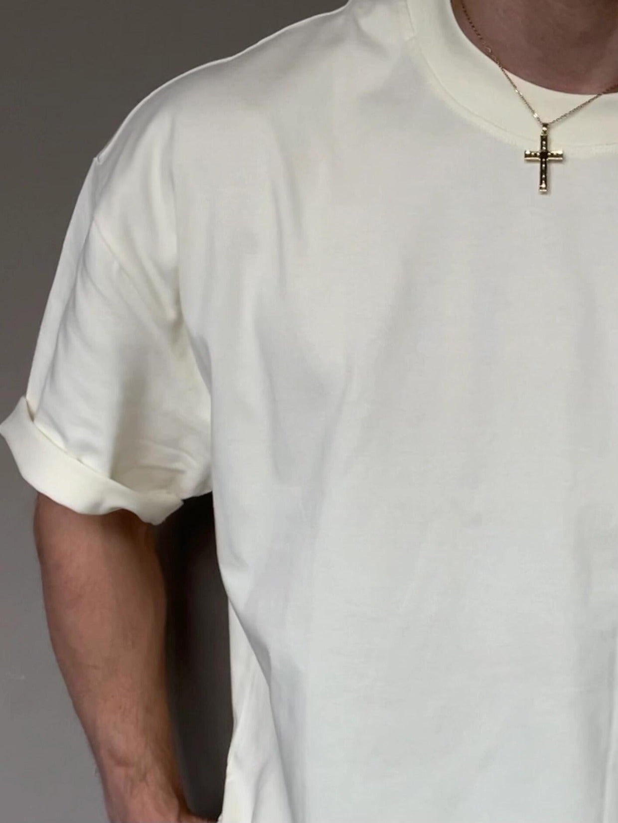 T-shirt uomo 305g oversize in cotone, girocollo stretto, stile USA
