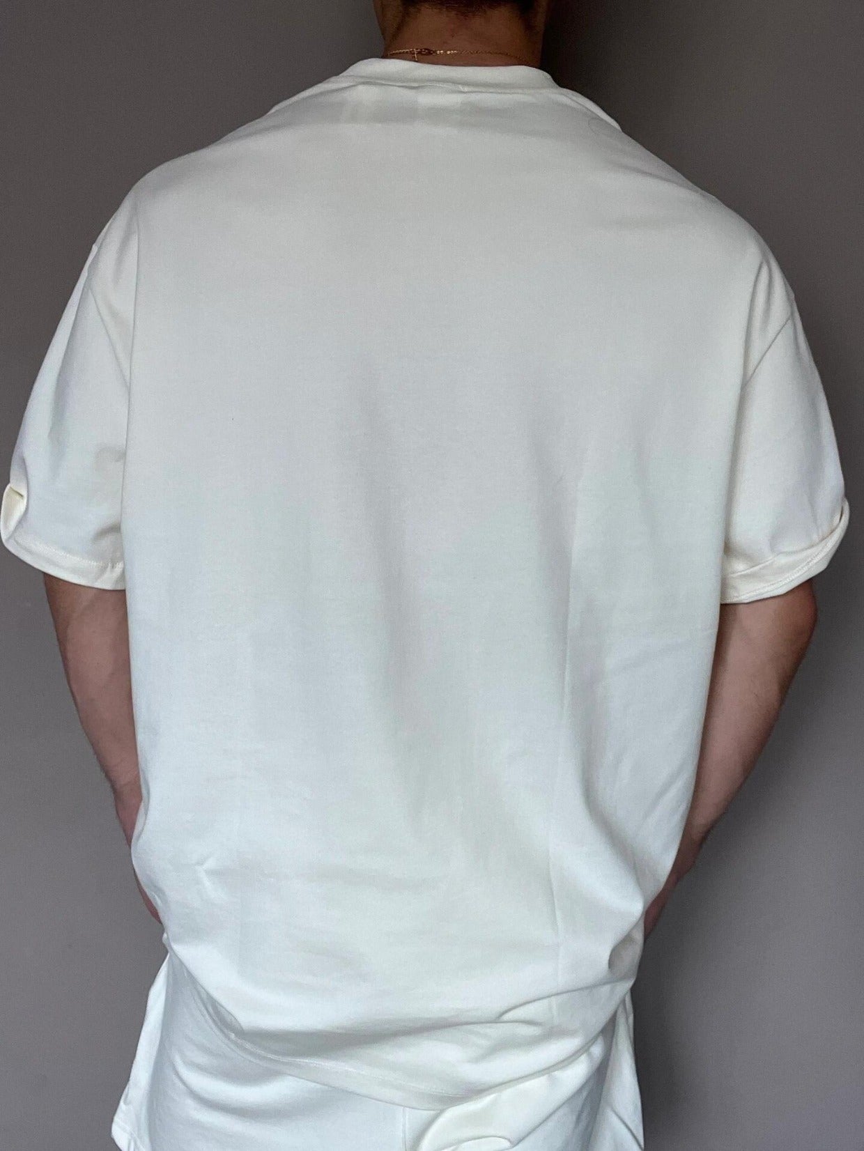 T-shirt uomo 305g oversize in cotone, girocollo stretto, stile USA